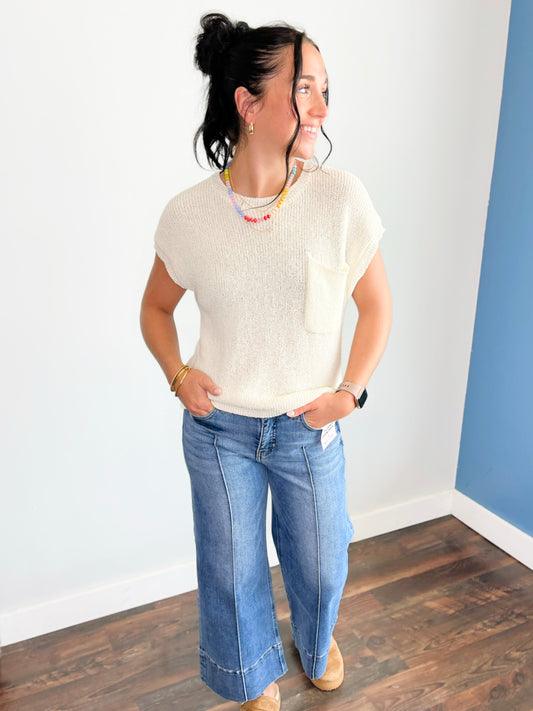 Myrtle Lightweight Sweater Top | Ivory