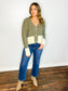 Justine Colorblock Cable Knit Cardigan | Olive/Oatmeal