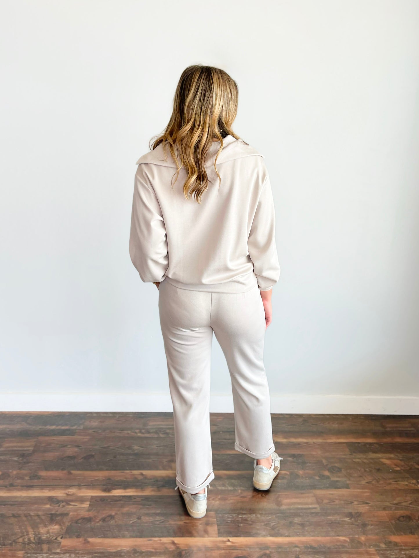 Penelope Loose Fit Half Zip Set | Stone