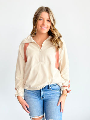 Remington Colorblock Half Zip Pullover -Natural