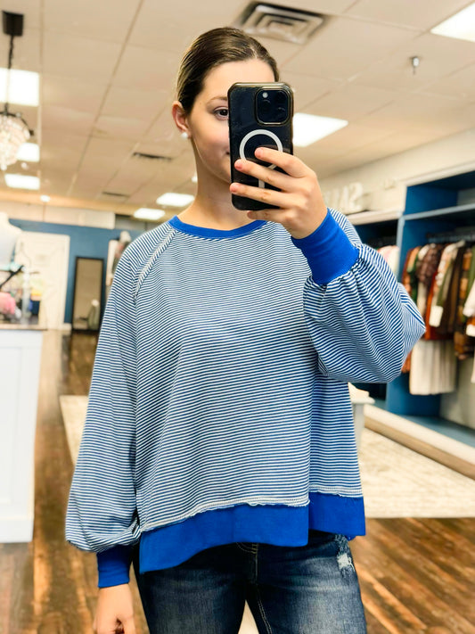 Vinnie Striped Pullover | Azure