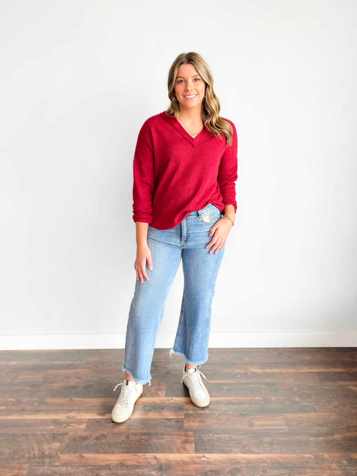 Blaire Ribbed Top | Burgundy