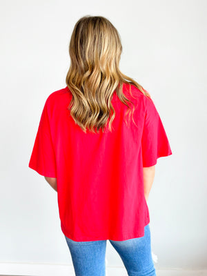 Sequin Football Tee | Red