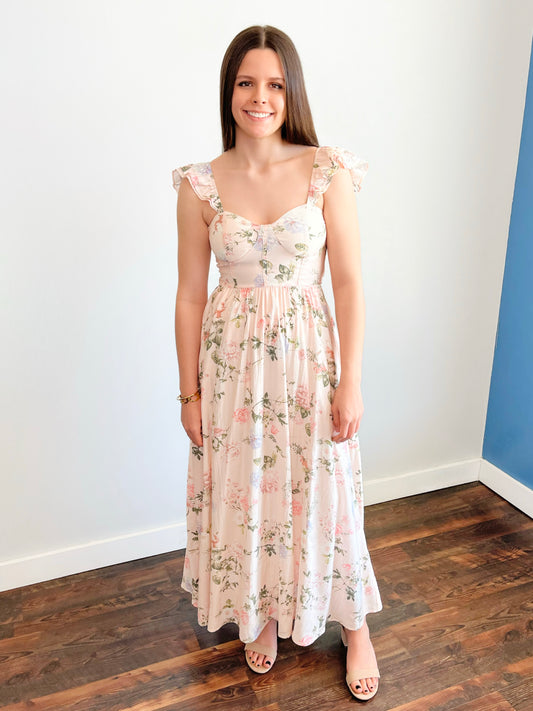 Emma Floral Sweetheart Maxi Dress