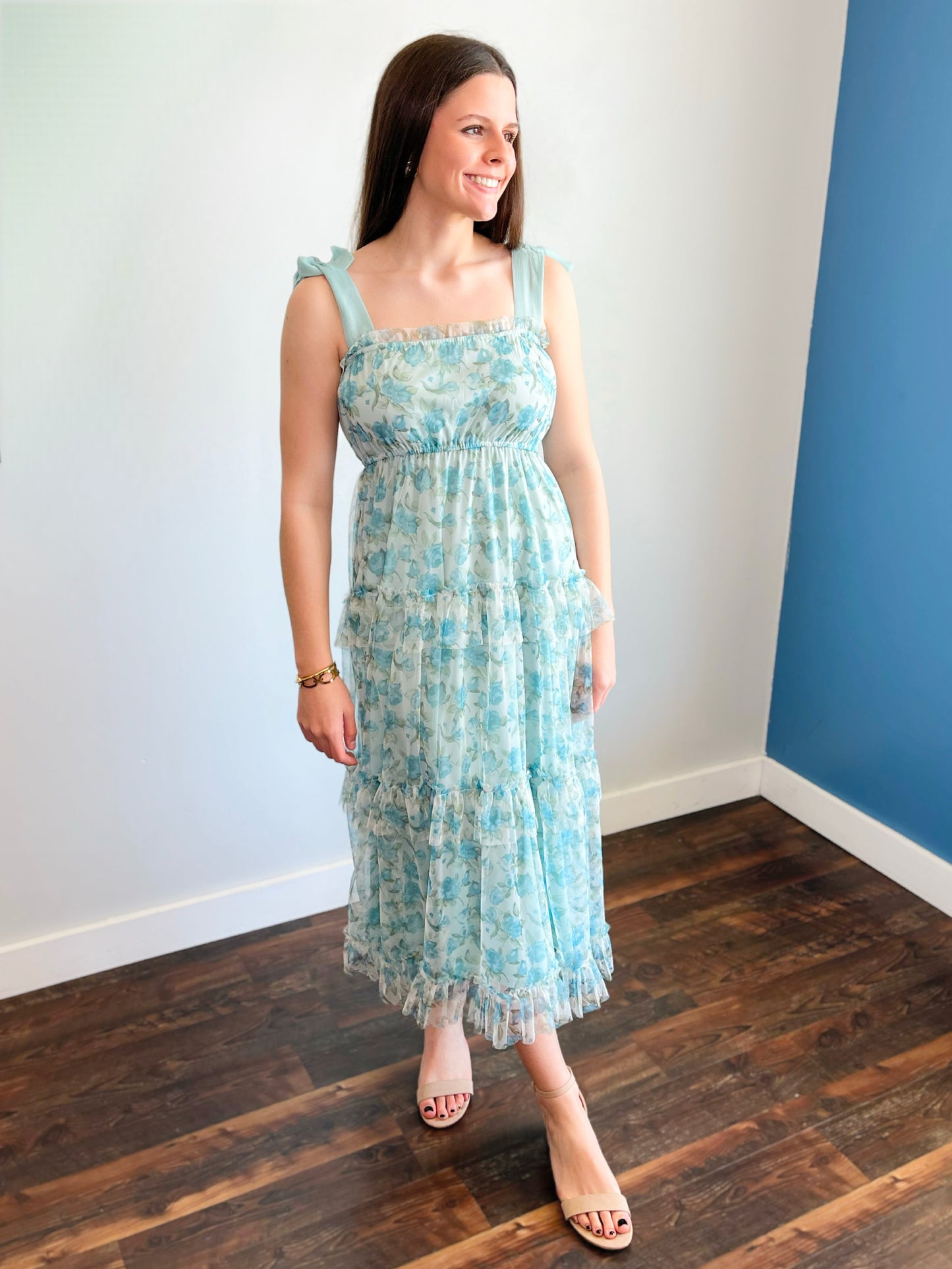 Zoey Floral Tie Strap Dress | Sage Multi