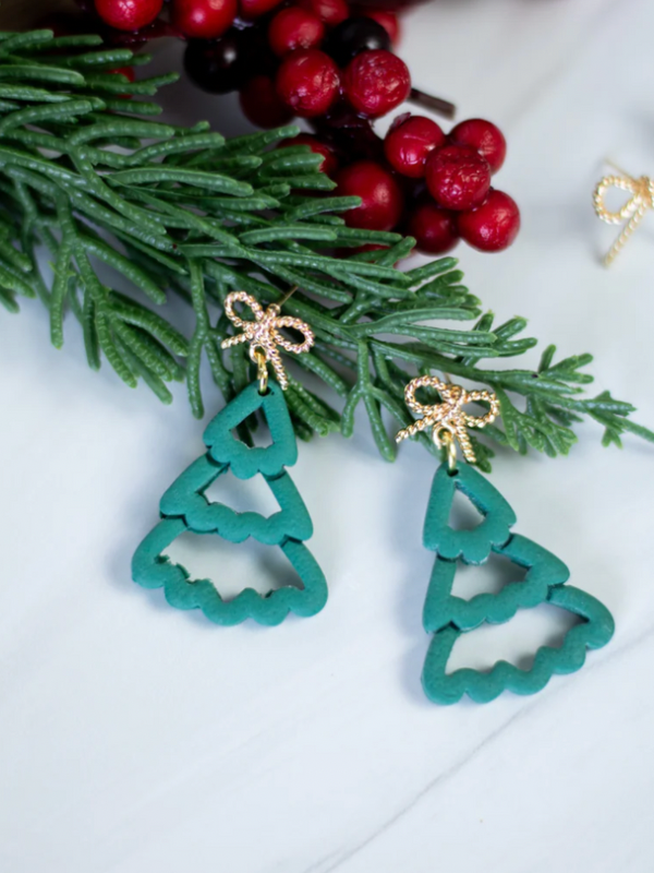 Christmas Tree Clay Earrings