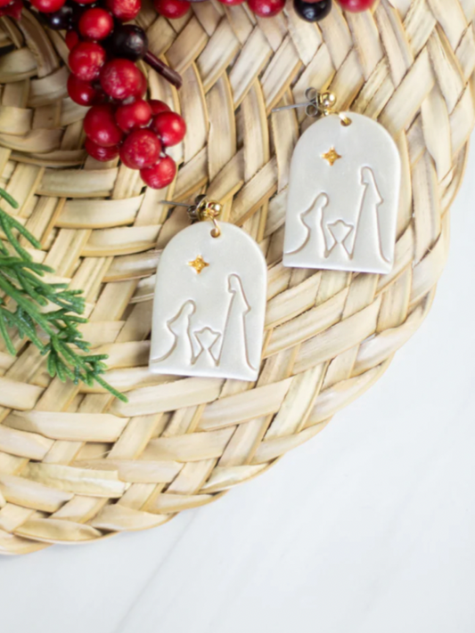 Nativity Scene Clay Earrings