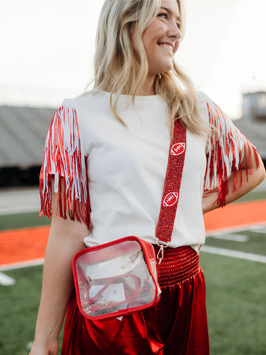 Football Pattern Beaded Bag Stap