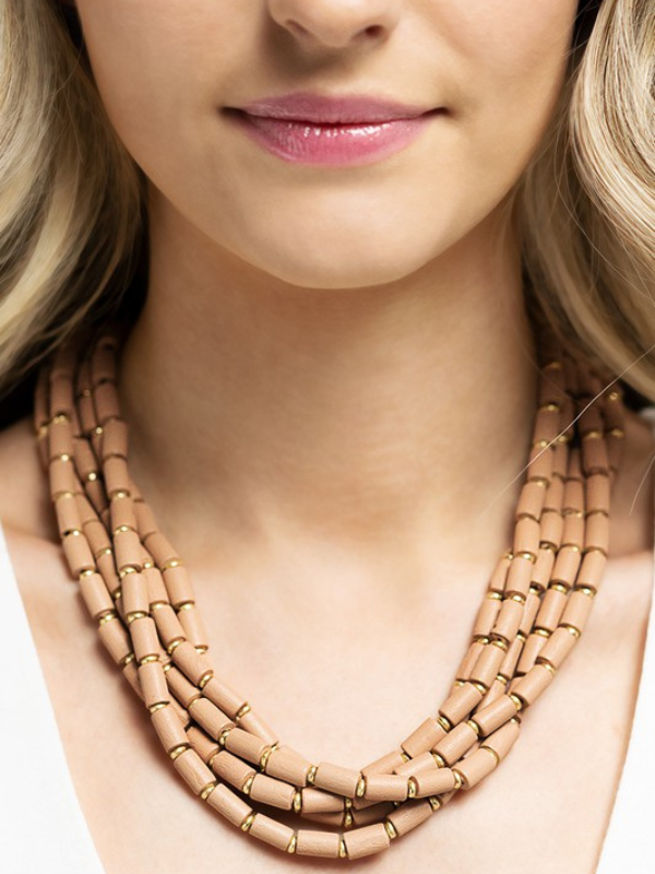 Wooden Bead Statement Necklace