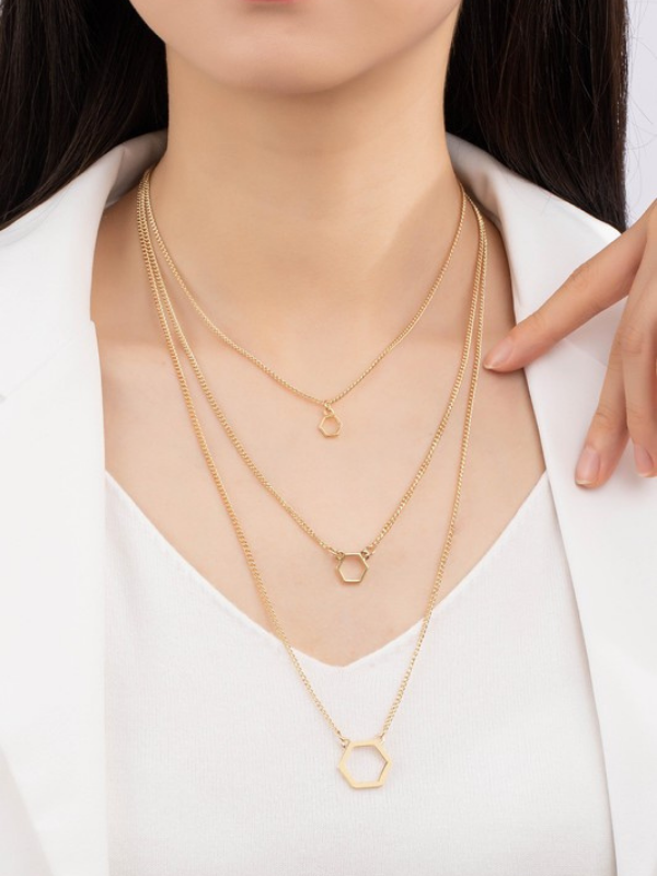 Reese Hexagon Layered Necklace