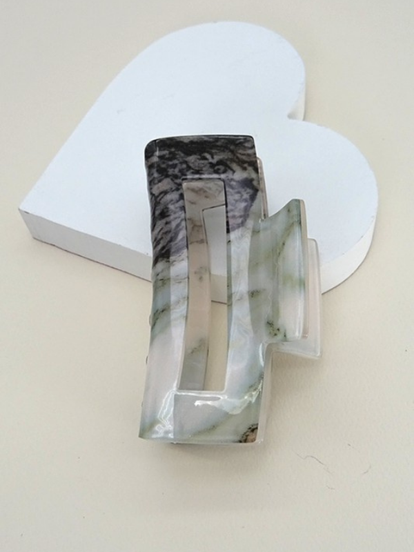 Rectangle Marble Claw Clip -Grey