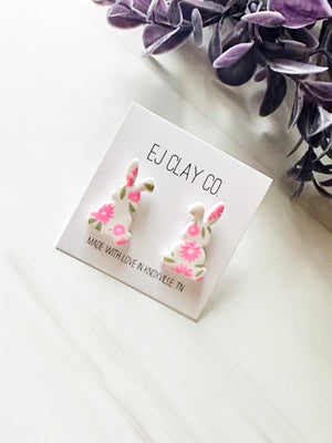 Floral Bunny Stud Earrings