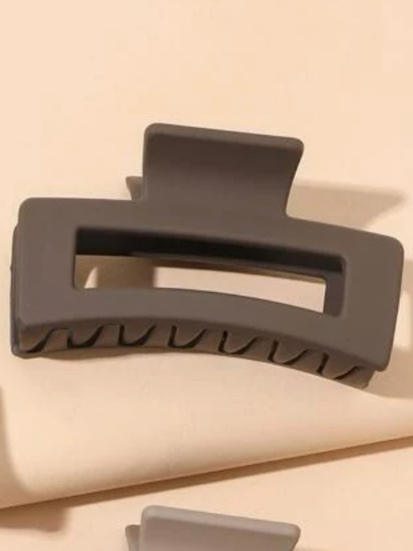 Rectangle Matte Claw Clip -Grey Brown
