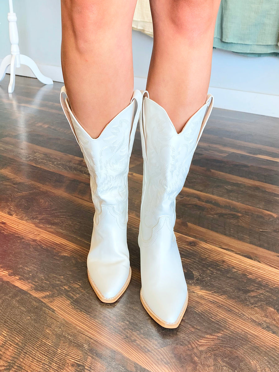 Emmett Western Boots -White